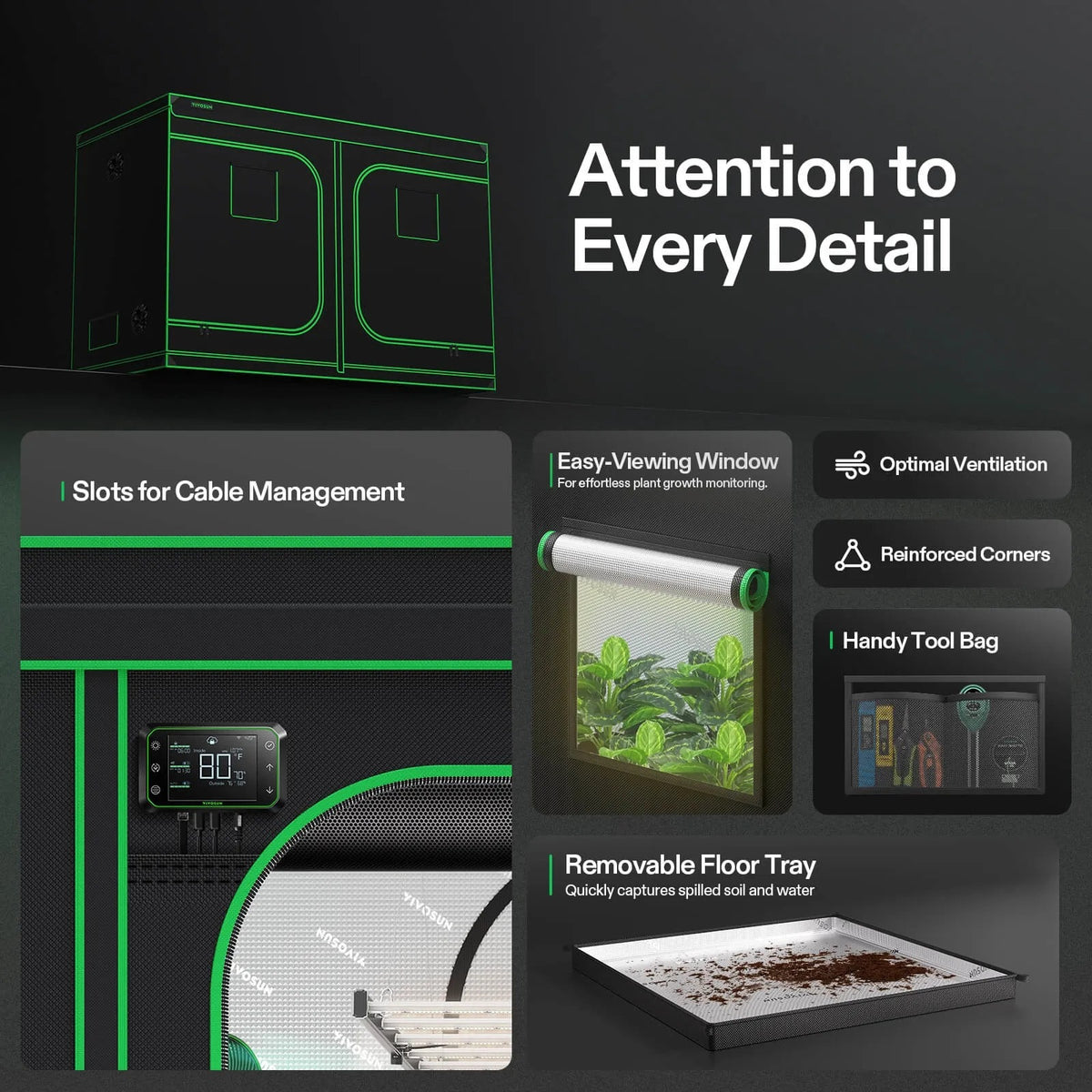 Indoor Grow Tent | 152cm x 305cm x 203cm | 600D Oxford | Lightproof Mylar Lined