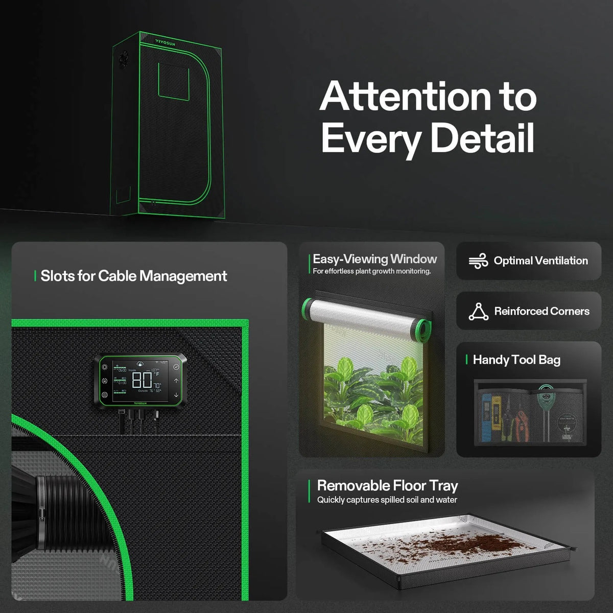 Indoor Grow Tent | 51cm x 91cm x 160cm | 600D Oxford | Lightproof Mylar Lined