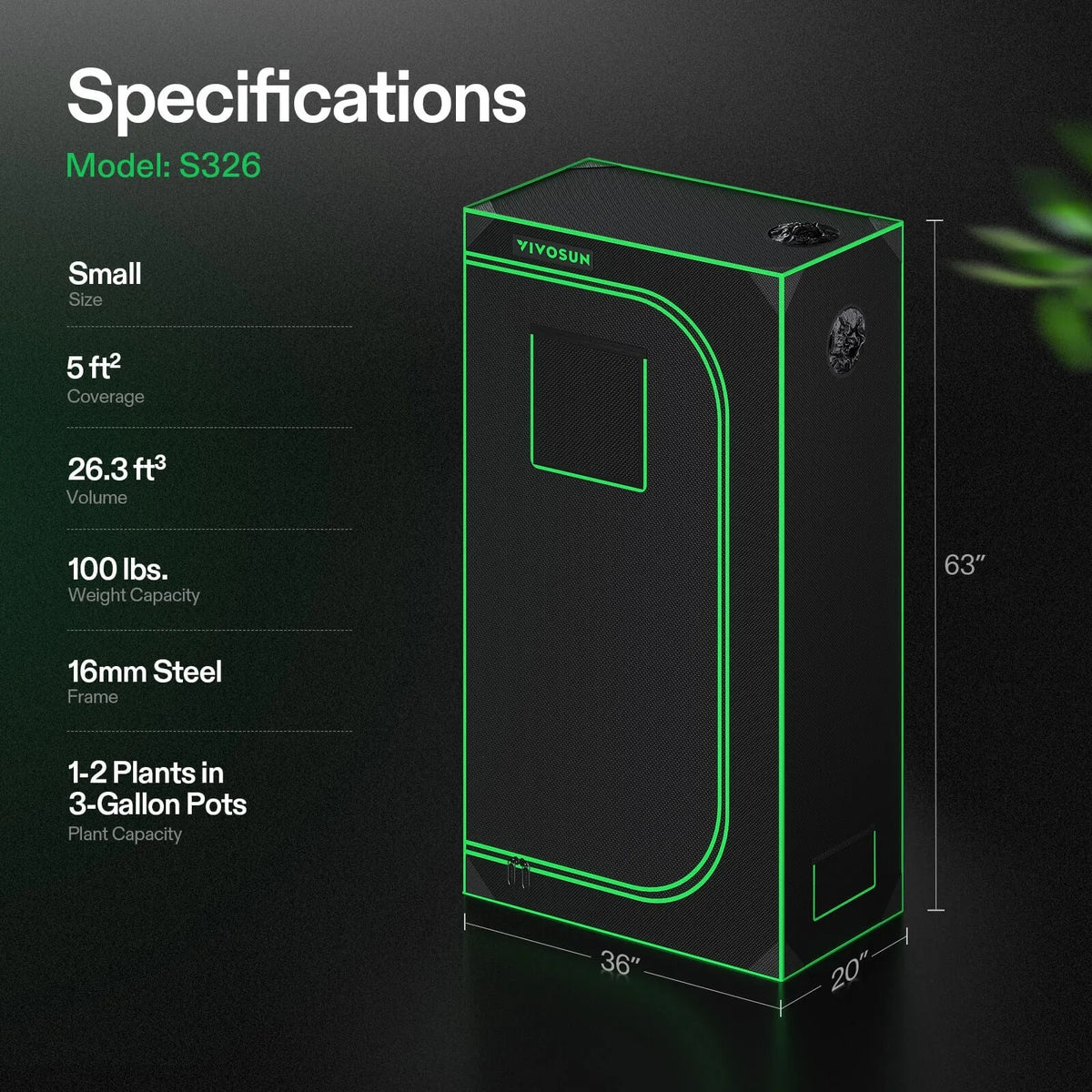 Indoor Grow Tent | 51cm x 91cm x 160cm | 600D Oxford | Lightproof Mylar Lined