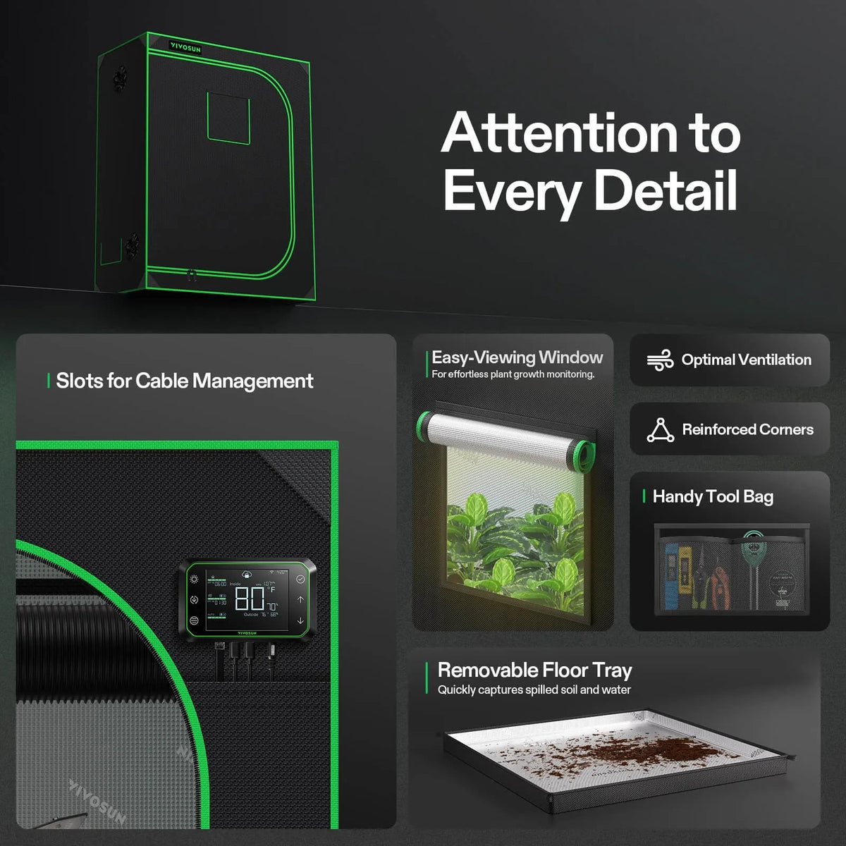 Indoor Grow Tent | 61cm x 122cm x 152cm | 600D Oxford | Lightproof Mylar Lined