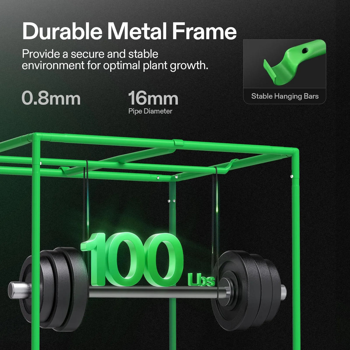 Indoor Grow Tent | 91cm x 91cm x 183cm | 600D Oxford | Lightproof Mylar Lined