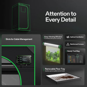 Indoor Grow Tent | 91cm x 91cm x 183cm | 600D Oxford | Lightproof Mylar Lined