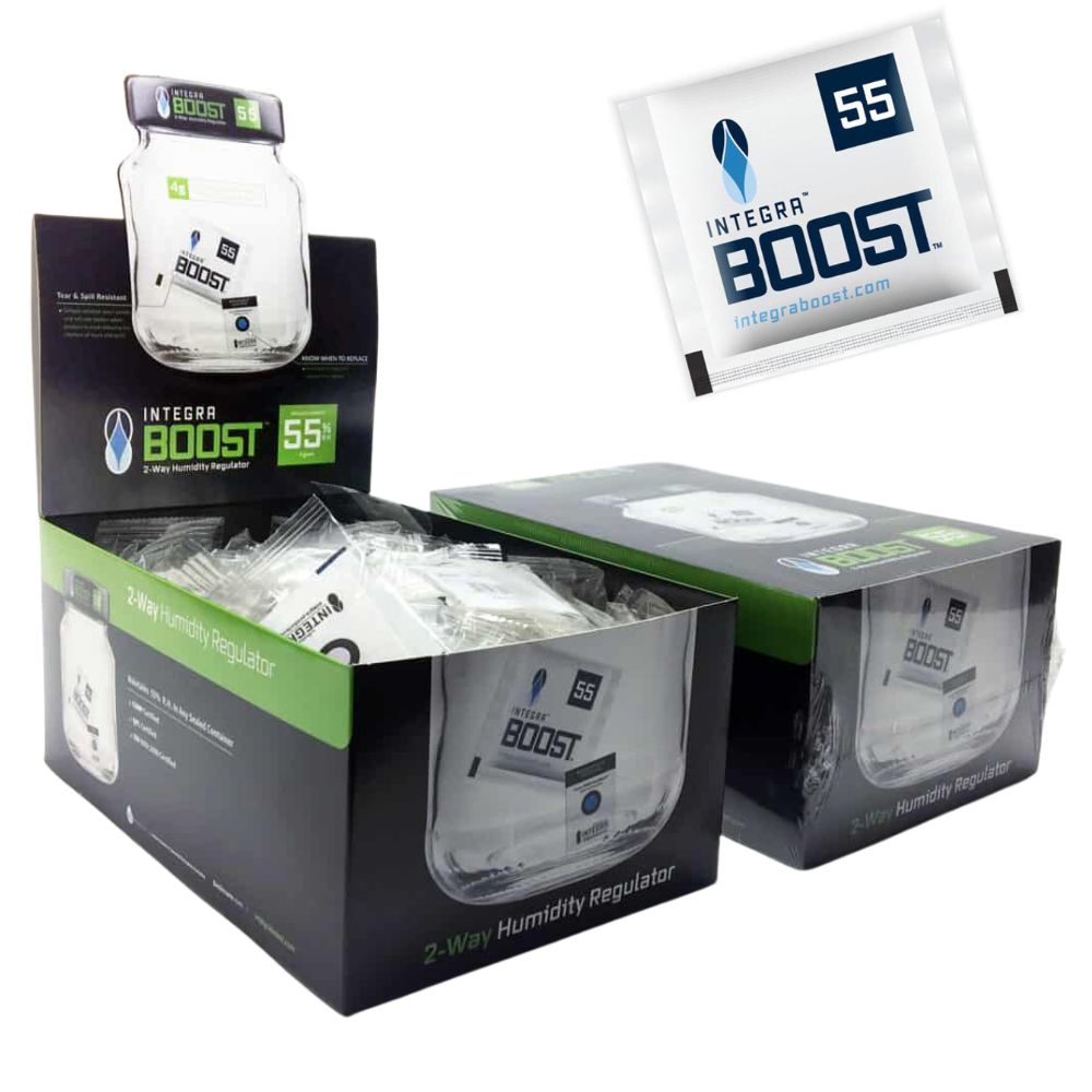 Integra BOOST 4g 55% RH Humidity Control Packs | 200 Pack Retail Box | 2-Way Moisture Regulator for Herbs, Cigars & Food Storage