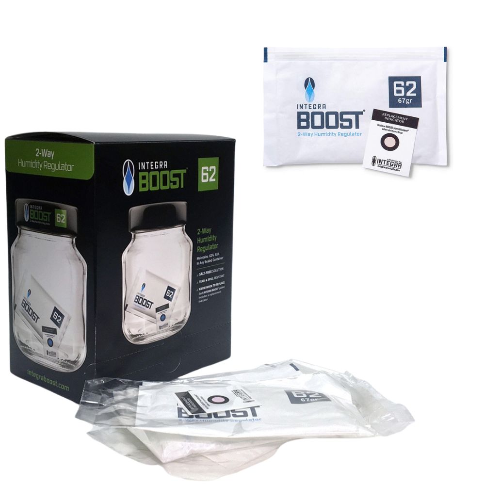 Integra BOOST 67g 62% RH Humidity Control Packs | Box Of 24 | 2-Way Moisture Regulator for Herbs, Cigars & Food Storage