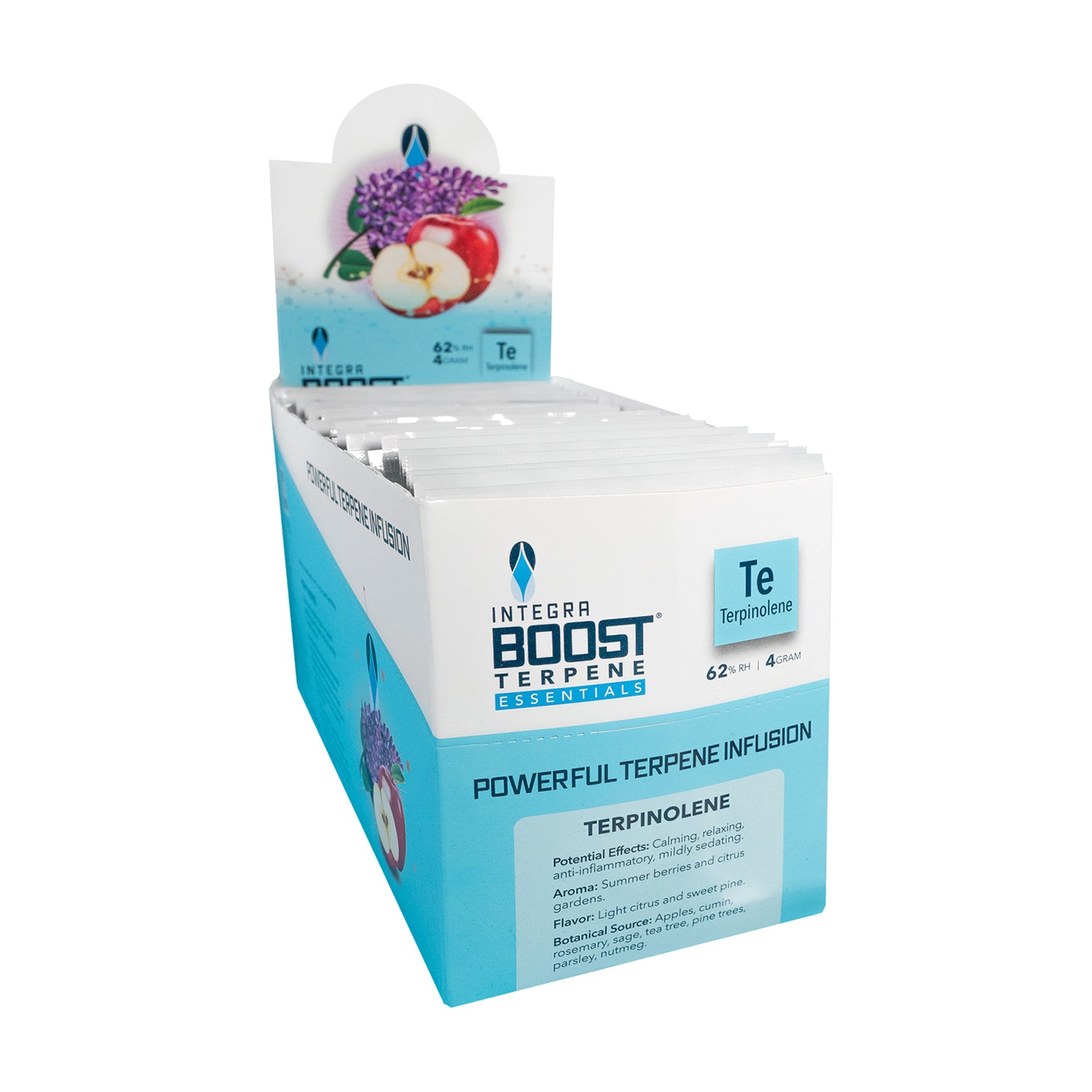 Integra BOOST® Terpene Essentials 4g | Terpinolene | 62% RH | Box of 48 | 2-Way Humidity Control + Terpene Infusion