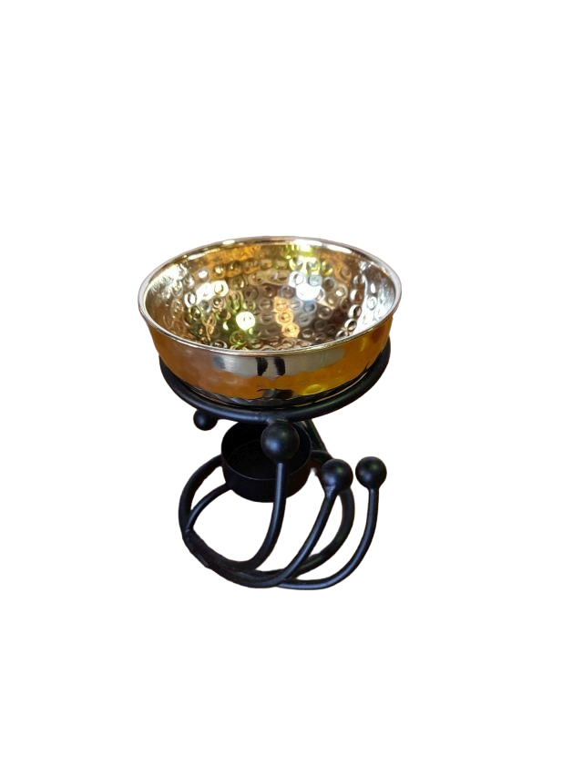 Iron Brass Swirl Oil Burner | 13.5cm