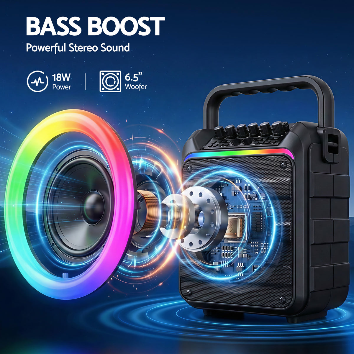 Portable Karaoke Machine | 2 Wireless Microphones | Bluetooth 5.3