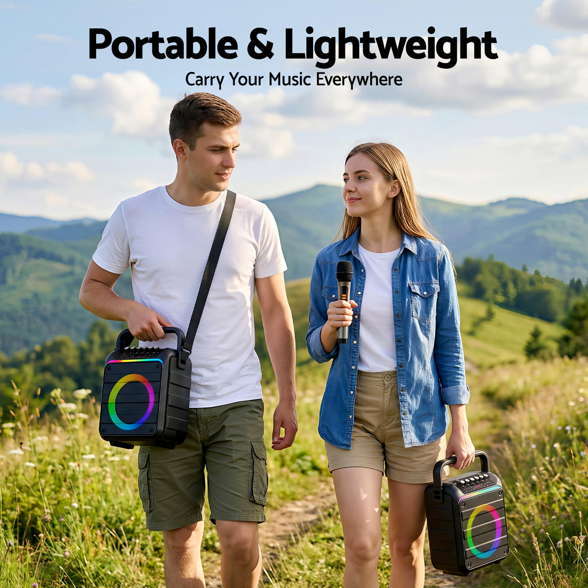 Portable Karaoke Machine | 2 Wireless Microphones | Bluetooth 5.3