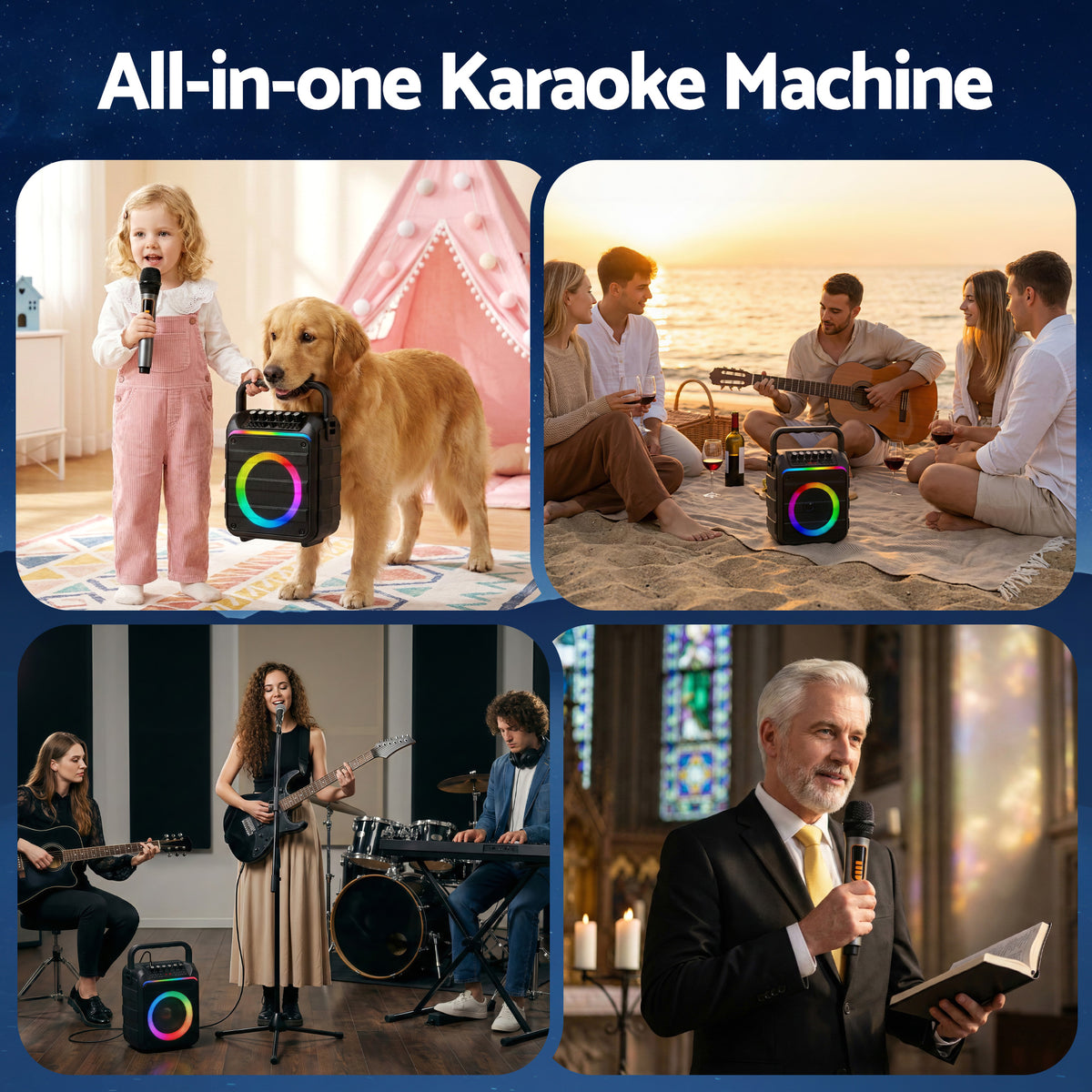 Portable Karaoke Machine | 2 Wireless Microphones | Bluetooth 5.3