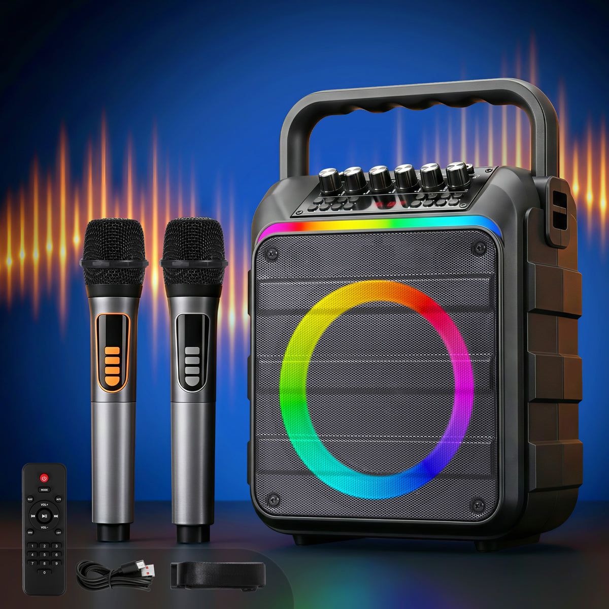 Portable Karaoke Machine | 2 Wireless Microphones | Bluetooth 5.3