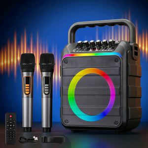 Portable Karaoke Machine | 2 Wireless Microphones | Bluetooth 5.3