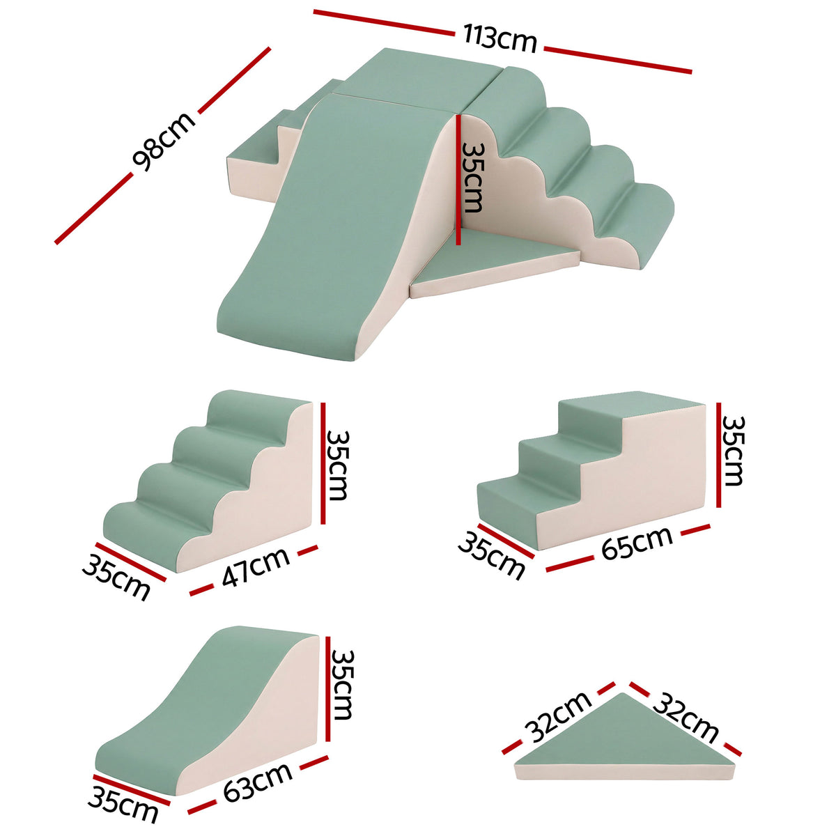 Kids Foam Climbing Blocks 4pc | Soft Indoor Toddler Playset | Rocker
