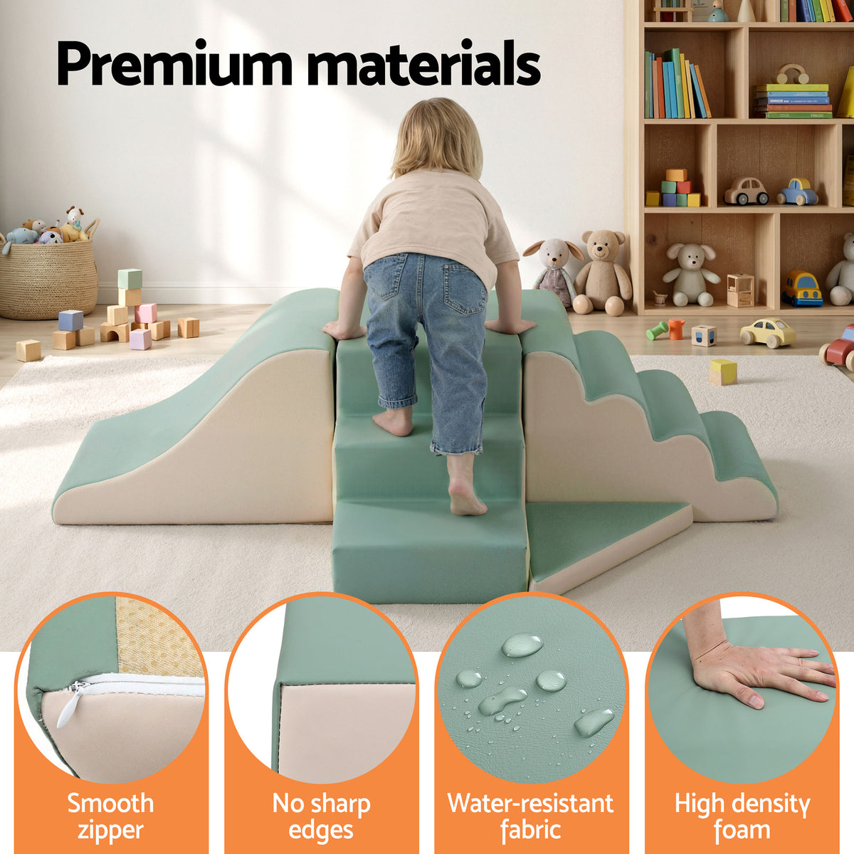 Kids Foam Climbing Blocks 4pc | Soft Indoor Toddler Playset | Rocker