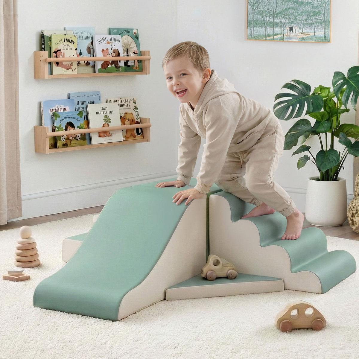 Kids Foam Climbing Blocks 4pc | Soft Indoor Toddler Playset | Rocker