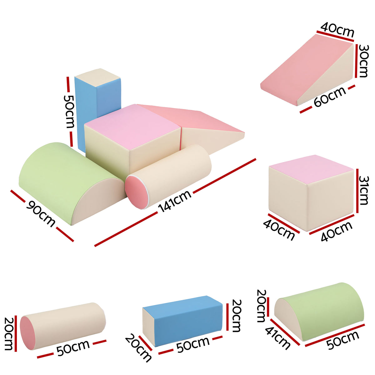 Kids Foam Climbing Blocks 5pc | Soft Indoor Toddler Playset | Rocker