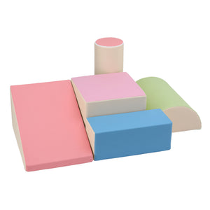 Kids Foam Climbing Blocks 5pc | Soft Indoor Toddler Playset | Rocker