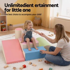 Kids Foam Climbing Blocks 5pc | Soft Indoor Toddler Playset | Rocker