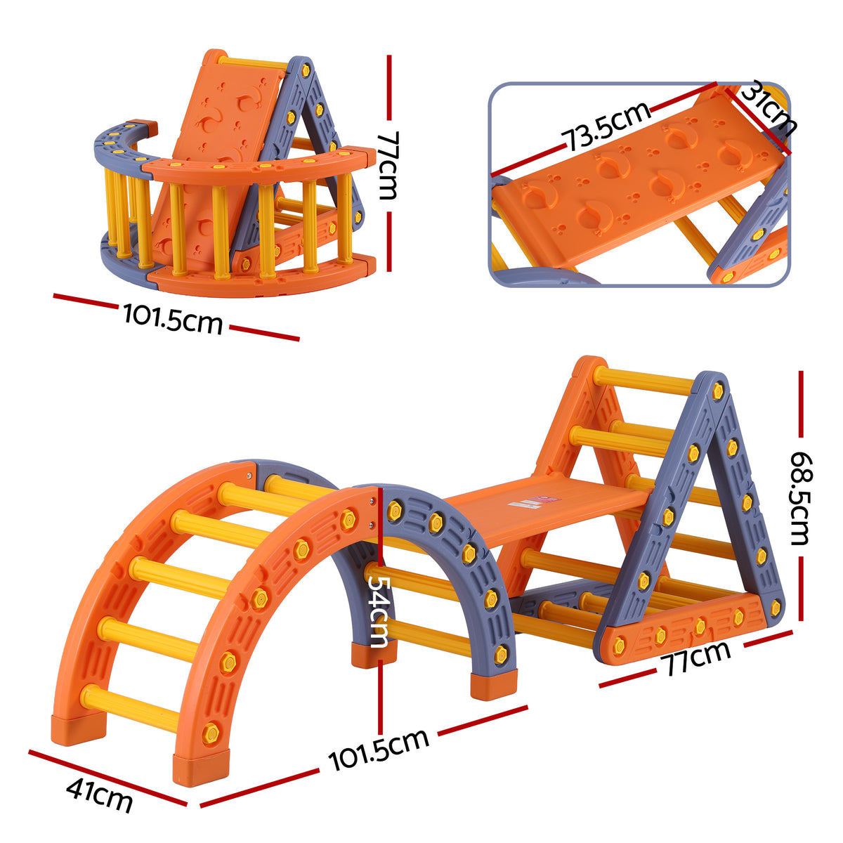 Pikler Triangle + Arch Set | Slide Included | Indoor/Outdoor Climber