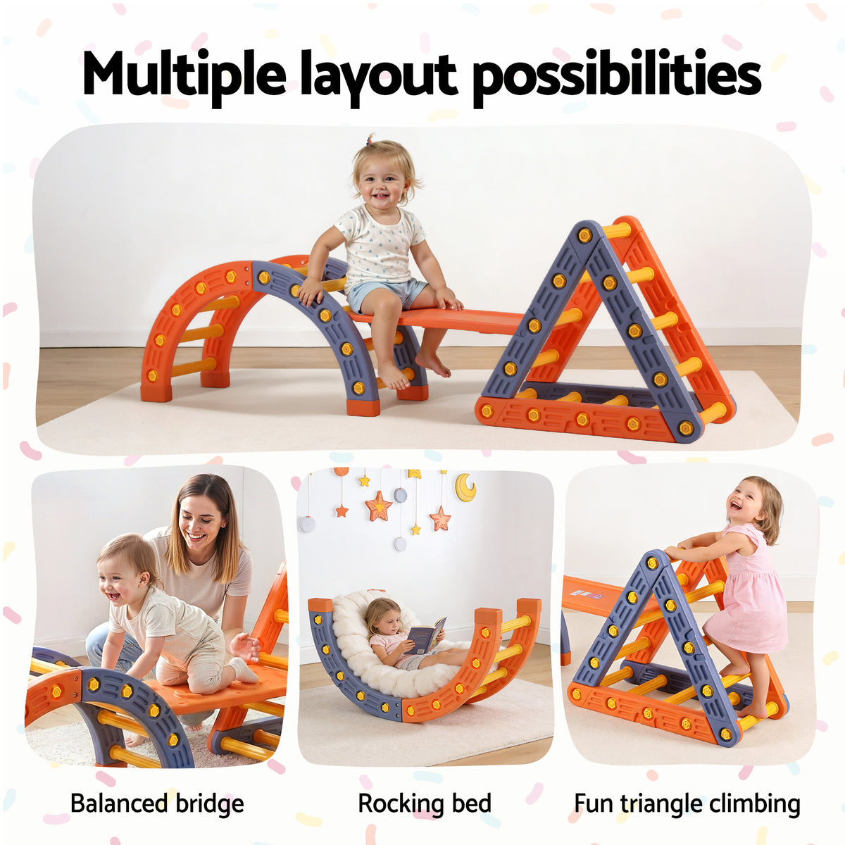 Pikler Triangle + Arch Set | Slide Included | Indoor/Outdoor Climber