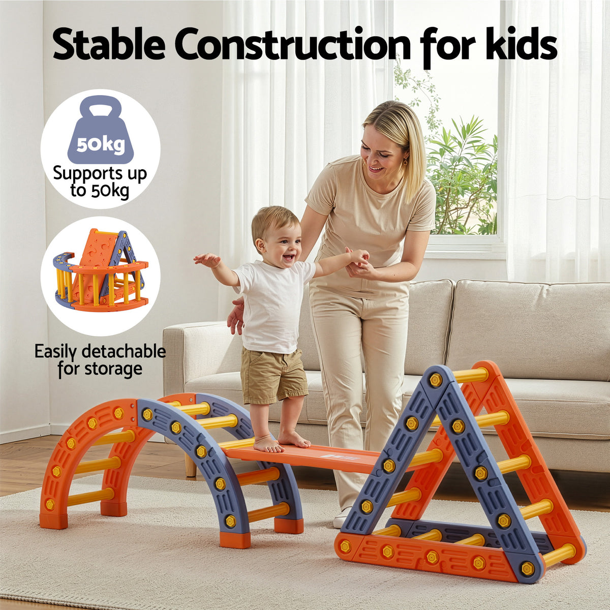 Pikler Triangle + Arch Set | Slide Included | Indoor/Outdoor Climber