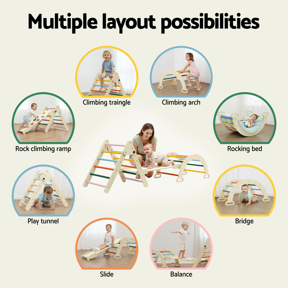 Kids Triangle Climbing Set | Slide & Arch | Indoor Outdoor Toddler Play