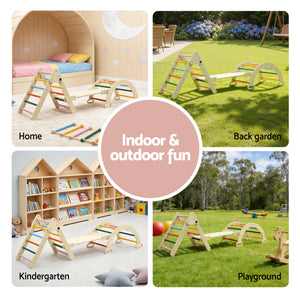 Kids Triangle Climbing Set | Slide & Arch | Indoor Outdoor Toddler Play