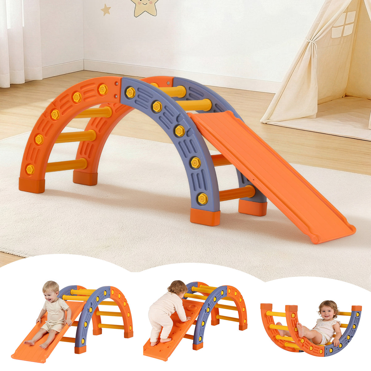 Pikler Arch Climber Set | Slide Included | Indoor/Outdoor Toddler Gym