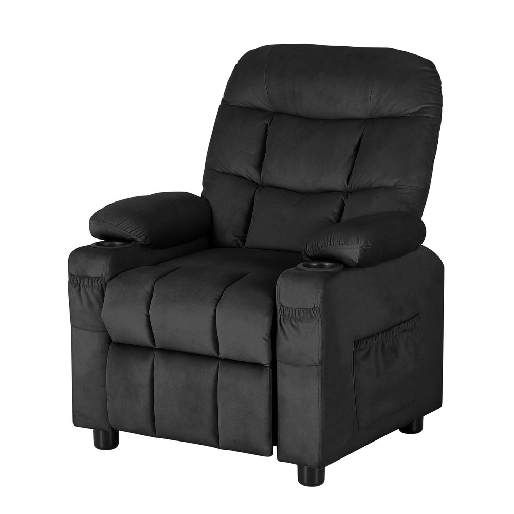 Recliner Chair | Black Velvet | Sofa Lounge Couch | Children's Armchair