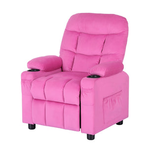 Recliner Chair | Pink Velvet | Sofa Lounge Couch | Children's Armchair