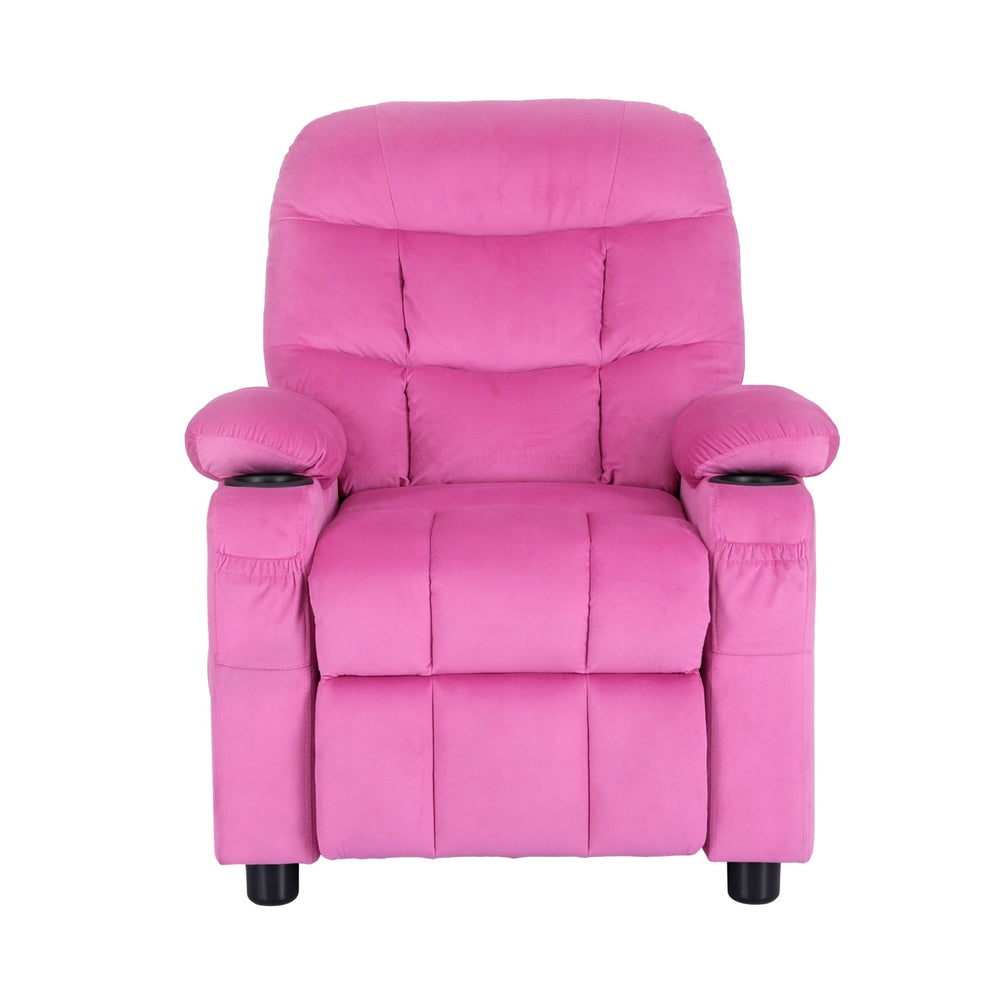 Recliner Chair | Pink Velvet | Sofa Lounge Couch | Children's Armchair