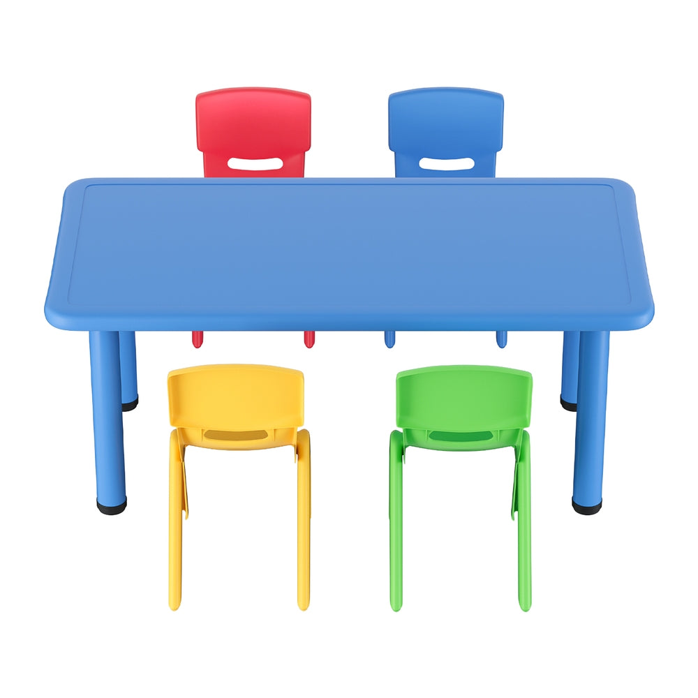 Keezi Kids Table & Chair Set | 5PCS | Children’s Study Desk | 4 Chairs | Plastic
