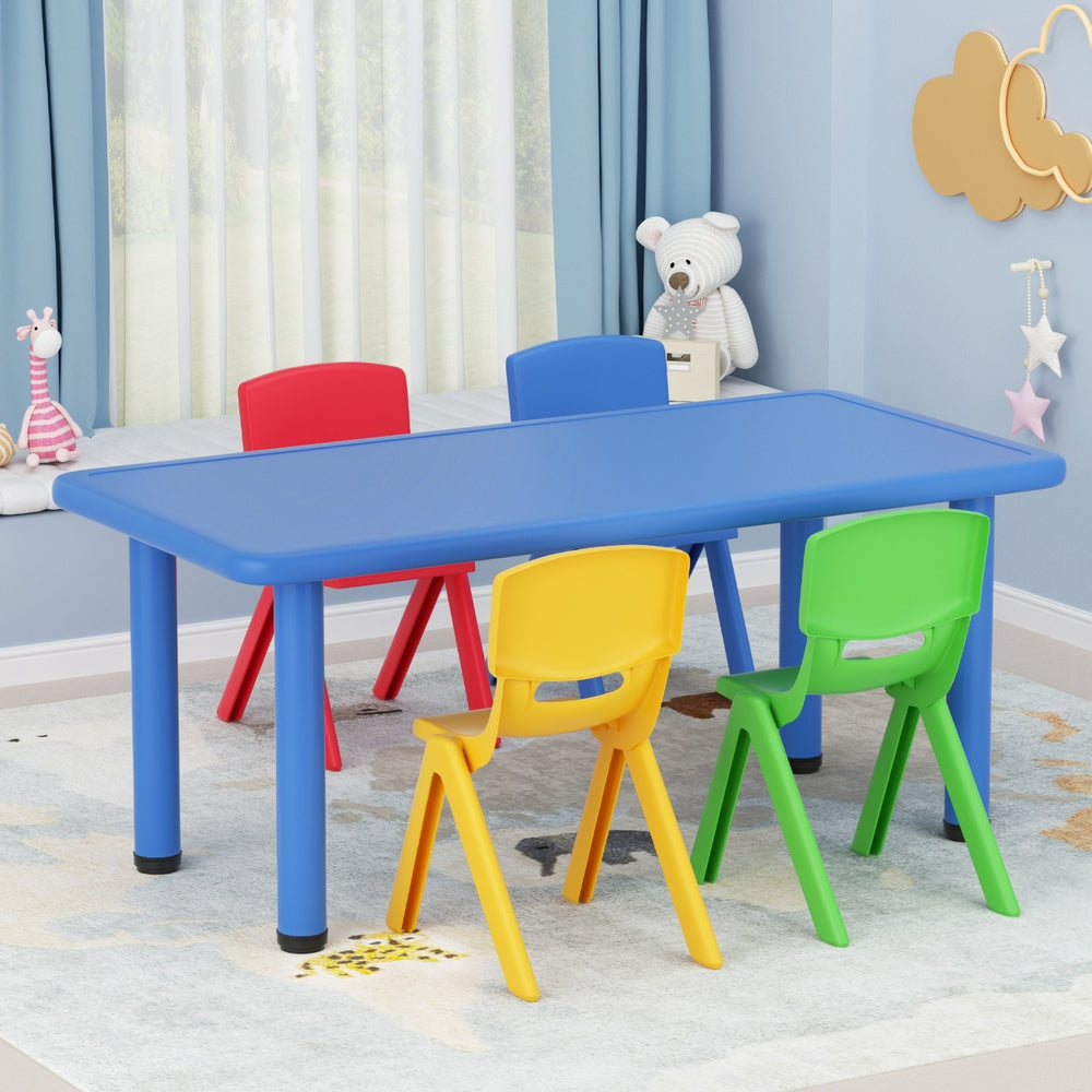 Keezi Kids Table & Chair Set | 5PCS | Children’s Study Desk | 4 Chairs | Plastic