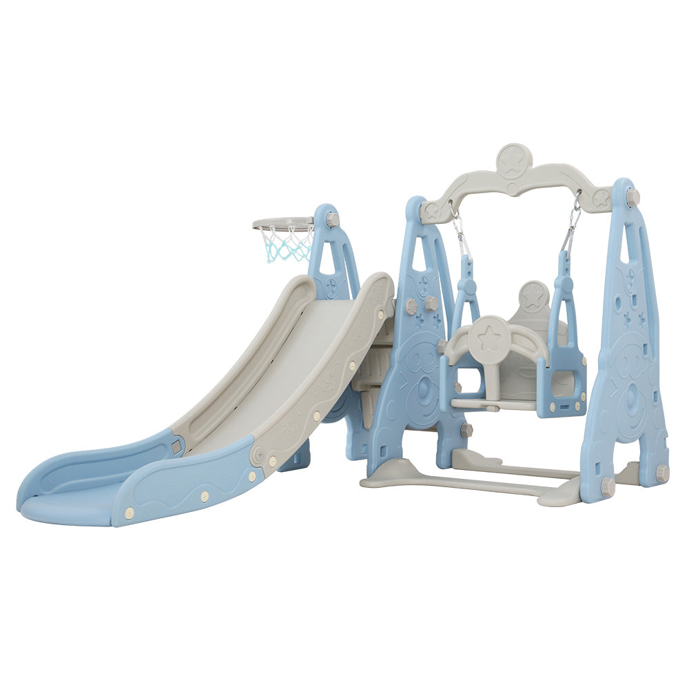 Slide Swing Set | Basketball Hoop | Outdoor Playground Toy | 170cm Blue