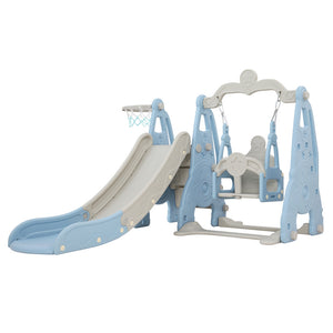 Slide Swing Set | Basketball Hoop | Outdoor Playground Toy | 170cm Blue