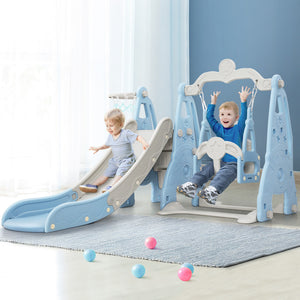 Slide Swing Set | Basketball Hoop | Outdoor Playground Toy | 170cm Blue