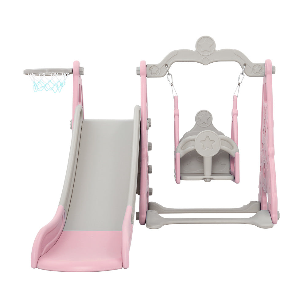 Slide Swing Set | Basketball Hoop | Outdoor Playground Toy | 170cm Pink