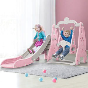 Slide Swing Set | Basketball Hoop | Outdoor Playground Toy | 170cm Pink