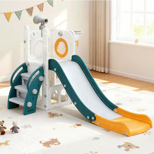 Kids Slide Set | Basketball Hoop + Telescope | Outdoor Playground | Storage