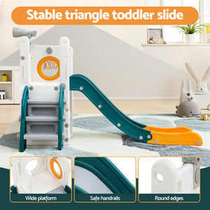 Kids Slide Set | Basketball Hoop + Telescope | Outdoor Playground | Storage