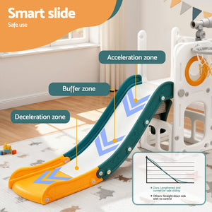 Kids Slide Set | Basketball Hoop + Telescope | Outdoor Playground | Storage