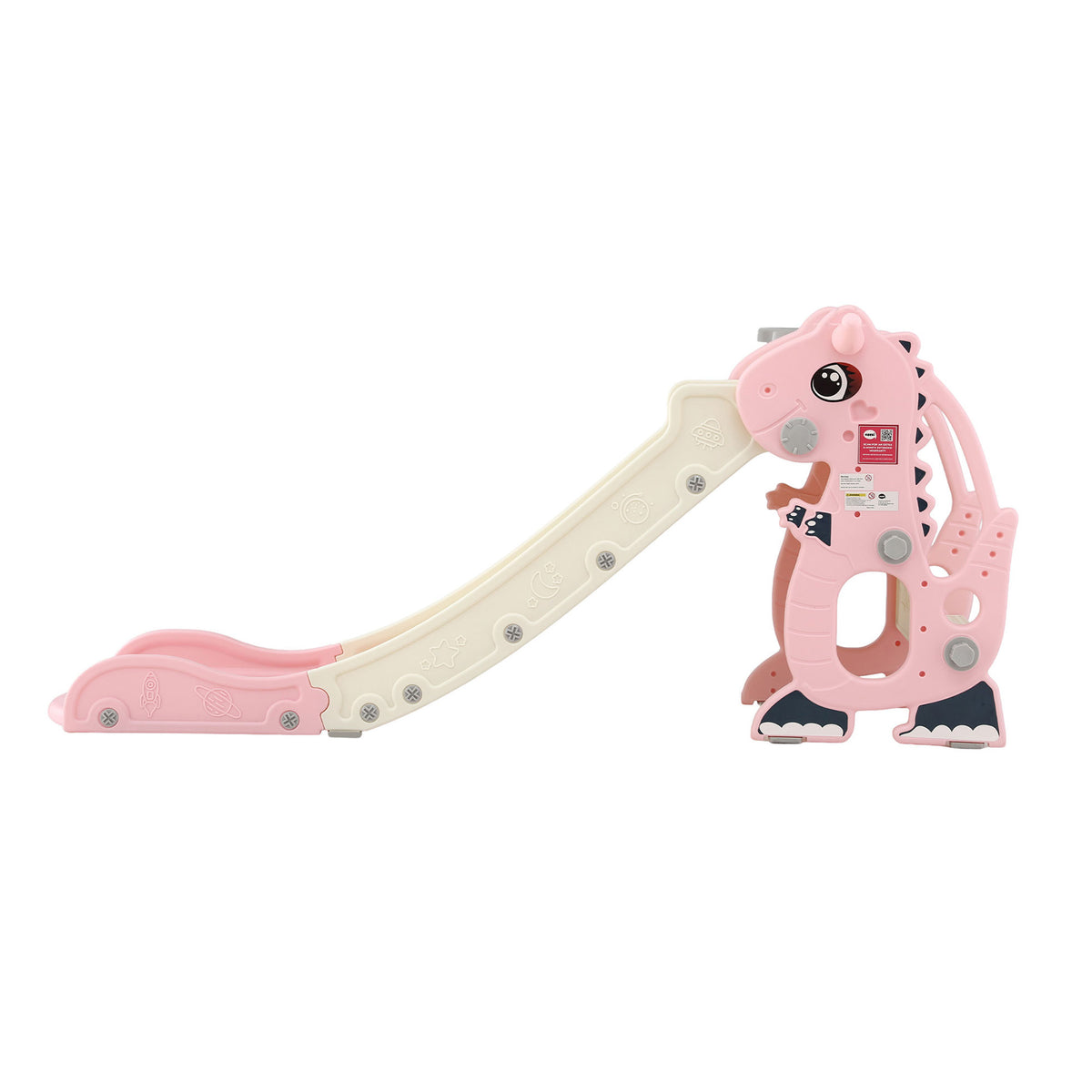 Dragon Kids Slide | 125cm | Basketball Hoop + Telescope | Pink
