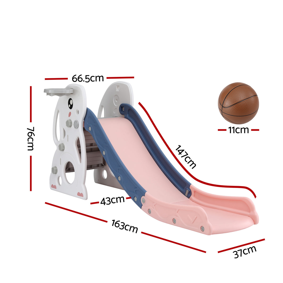 Kids Slide Set 147cm | Basketball Hoop | Outdoor Playground Toy