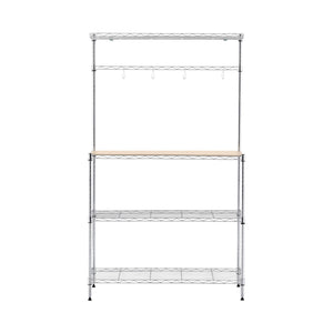 Artiss 4-Tier Metal Kitchen Rack Shelf Silver Storage Shelves Organizer Microwave Stand 90cmx151cm