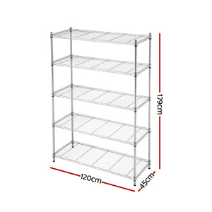 Artiss 5-Tier Kitchen Rack Shelf Shelving 120x45x179CM Adjustable Metal Storage Shelves