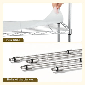 Artiss 5-Tier Kitchen Rack Shelf Shelving Unit 60x35x150CM Adjustable Metal Storage Shelves Silver