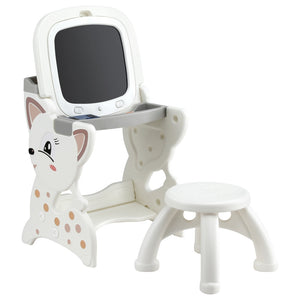 Table & Chair Set | 2-in-1 Easel Desk with Stool | LCD Writing Tablet | Children’s Furniture