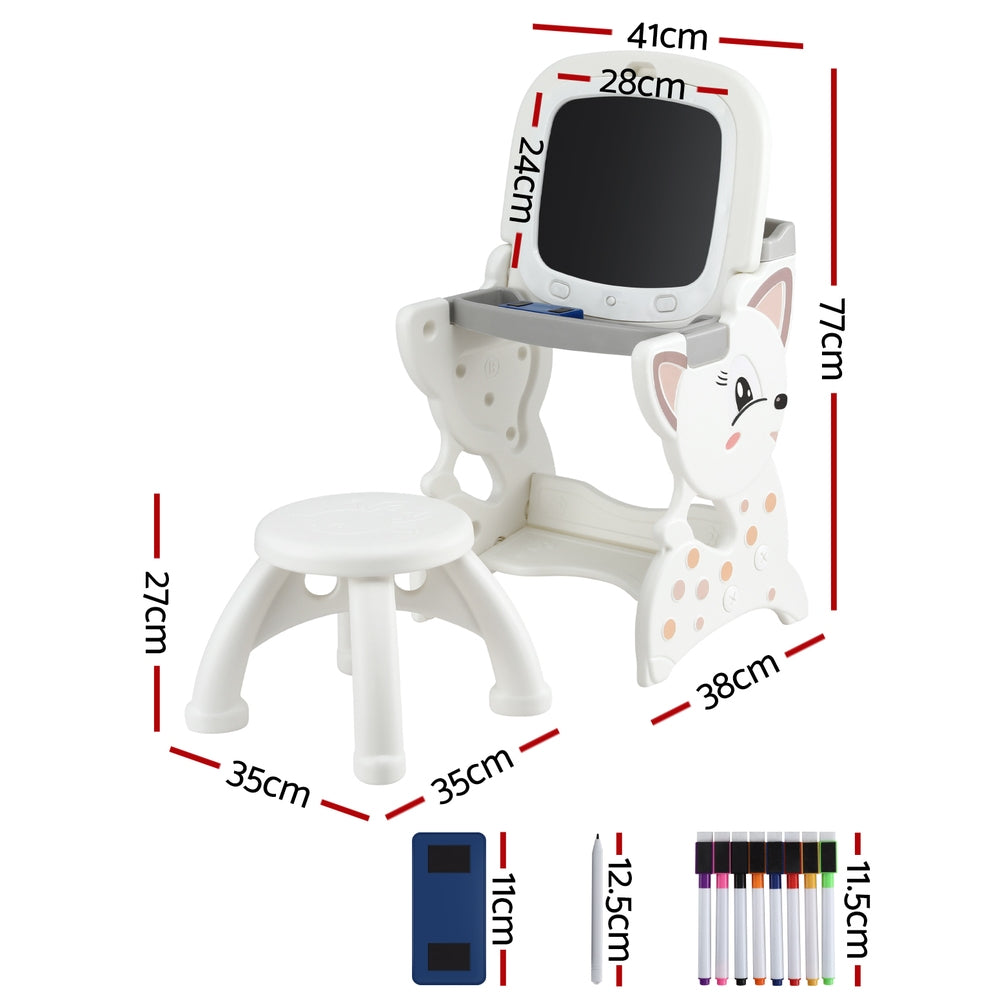 Table & Chair Set | 2-in-1 Easel Desk with Stool | LCD Writing Tablet | Children’s Furniture