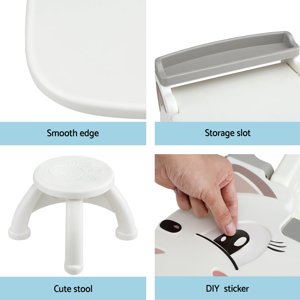 Table & Chair Set | 2-in-1 Easel Desk with Stool | LCD Writing Tablet | Children’s Furniture