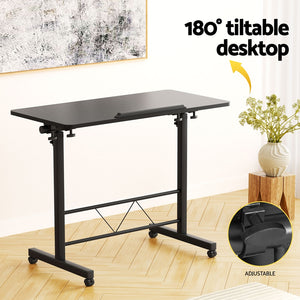 Artiss Laptop Desk Table Height Adjustable Wooden Bed Side Tables 80CM Black