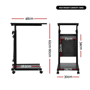 Laptop Desk | Height Adjustable | Mobile Workstation | 48cm | Black